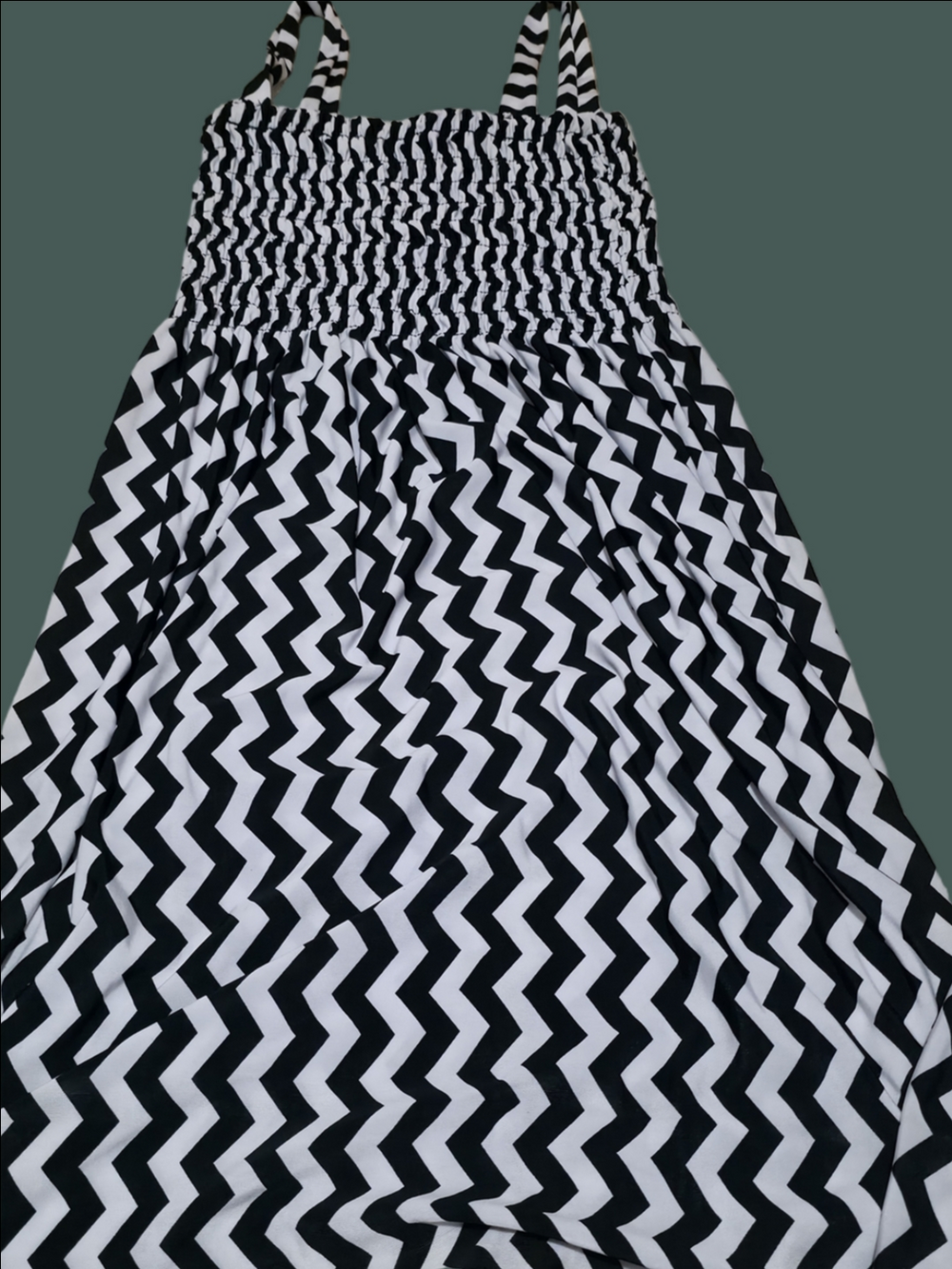 4/$25 Deal! Black & White Zigzag Smocked Mini Dress
